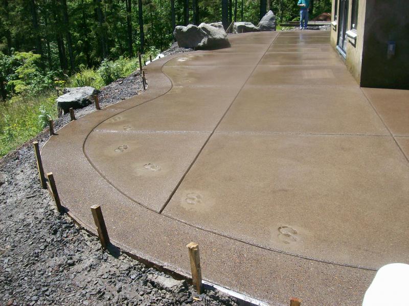 sand finish radius patio expose aggregate border sealed concrete creswell oregon